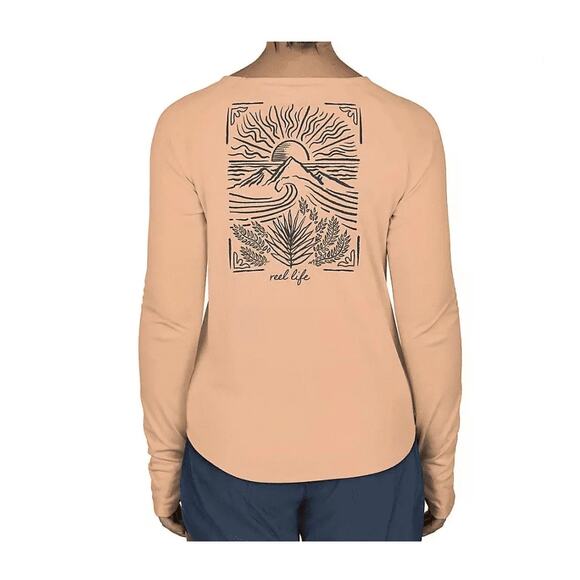 Women long/SL UV Swim Shirt Reel Life 1 Pack Jax Beach Peach Parfait Swimwear - Picture 2 of 7